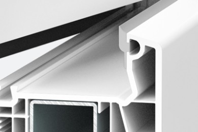 Taq-Ferestre PVC-Usi PVC-Ferestre-Softline-76-8-Secțiune transversală a unui profil PVC multicameral cu armătură metalică și sistem de etanșare pentru izolare termică și fonică superioară.