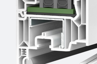 Taq-Ferestre PVC-Ferestre-Softline-82-AD-4-Profil PVC pentru tâmplărie, cu armătură metalică, garnitură de etanșare și structură multicamerală pentru izolare termică și fonică avansată.